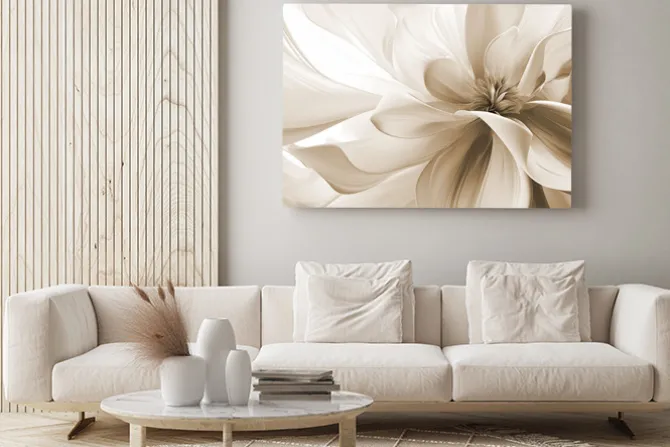 Obraz: Abstrakcja 3d beżowo-biały kwiat