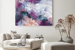 Obraz: Abstrakcja w odcieniach fioletu w stylu malarskim