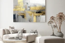 Obraz: Abstrakcja ze złotymi pociągnięciami pędzla