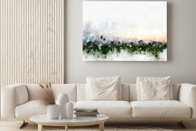 Obraz: Abstrakcjonistyczny kolorowy pole krajobraz na akwarela obrazu