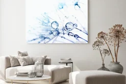 Obraz: Abstrakcyjna makro fotografii nasion roślin z wody spada.