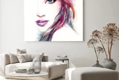 Obraz: Abstrakcyjna twarz kobiety w stylu akwareli