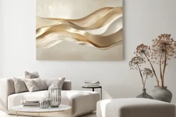 Obraz: Abstrakcyjna złota fala 3d styl nowoczesny