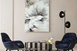 Obraz: Abstrakcyjne biało-złote kwiaty