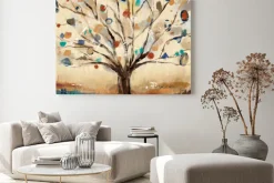 Obraz: Abstrakcyjne drzewo - malowana ciepłymi barwami natura