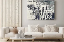 Obraz: Abstrakcyjne figury i pasy tworzące geometryczny wzór