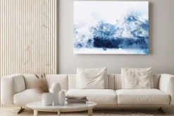 Obraz: Abstrakcyjne góry w niebieskim odcieniu cyfrowej akwareli