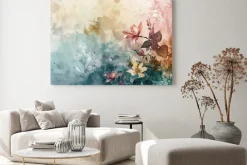 Obraz: Abstrakcyjne kolorowe kwiaty na betonowym tle