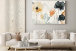 Obraz: Abstrakcyjne kwiaty maki w stylu akwareli