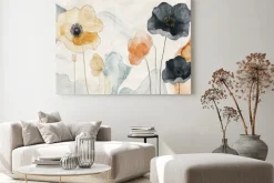 Obraz: Abstrakcyjne kwiaty maki w stylu akwareli