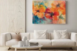 Obraz: Abstrakcyjne maki motyw kwiatowy