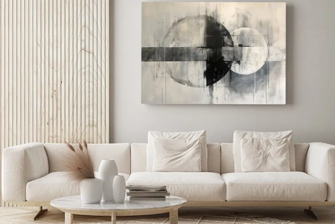 Obraz: Abstrakcyjne okręgi na betonowym tle