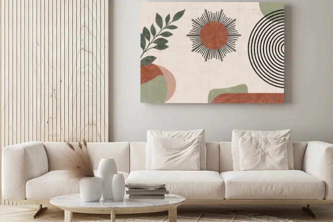 Obraz: Abstrakcyjne słońce z roślinnością