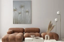 Obraz: Abstrakcyjne srebrne kwiaty 3d w stylu glamour elegancki motyw