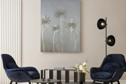 Obraz: Abstrakcyjne srebrne kwiaty 3d w stylu glamour elegancki motyw