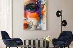 Obraz: Abstrakcyjny kolorowy portret dziewczyny młodej kobiety
