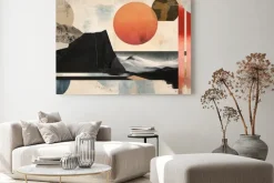 Obraz: Abstrakcyjny krajobraz zachód słońca i góry