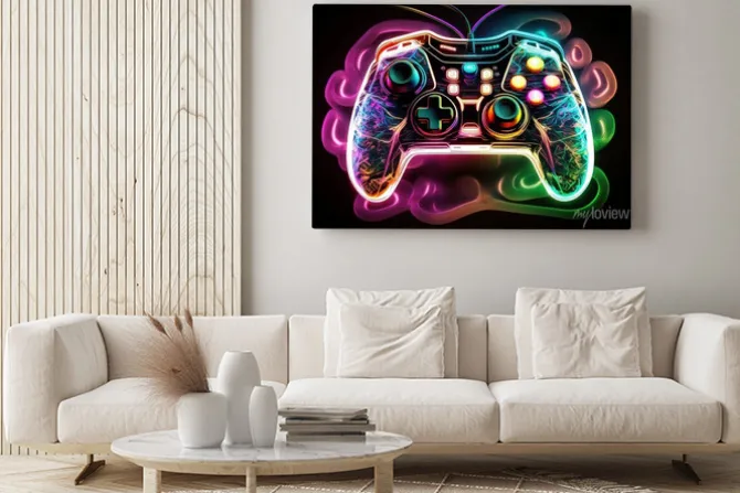Obraz: Abstrakcyjny neonowy kontroler do gier