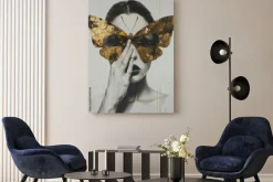 Obraz: Abstrakcyjny portret kobiety z motylem