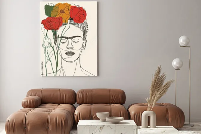 Obraz: Abstrakcyjny portret w stylu line art frida