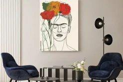 Obraz: Abstrakcyjny portret w stylu line art frida