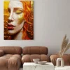 Obraz: Abstrakcyjny portret rudowłosej kobiety ze złotem