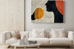 Obraz: Abstrakcyjny portret z kształtami geometrycznymi