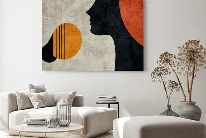 Obraz: Abstrakcyjny portret z kształtami geometrycznymi