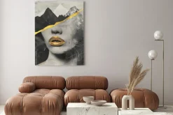 Obraz: Abstrakcyjny portret kobiety i krajobraz górski