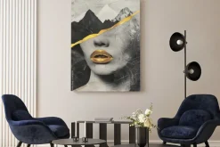 Obraz: Abstrakcyjny portret kobiety i krajobraz górski