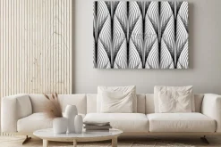 Obraz: Abstrakcyjny wzór geometryczny z falistymi liniami. połączone