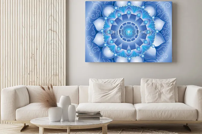 Obraz: Abstrakcyjny wzór niebieski, mandala vector czakry vishuddha