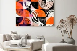 Obraz: Abstrakcyjny wzór tła, okręgi, kropki, kwadraty, obrysy i plamy