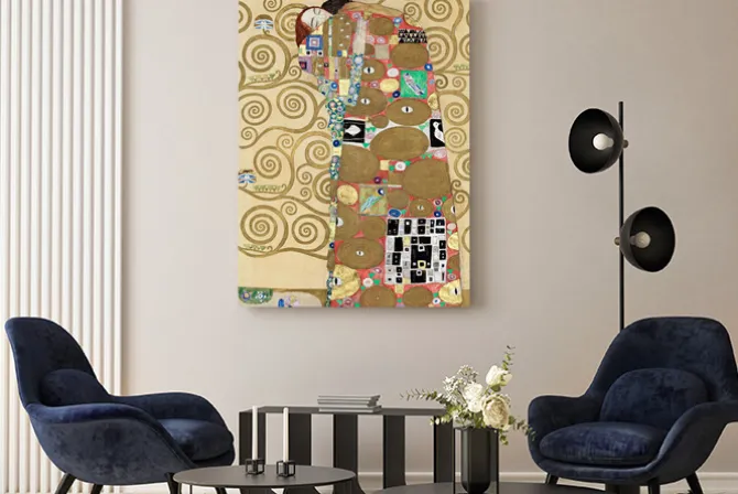 Obraz: Abstrakcyjny wzór z kobietą i ornamentem