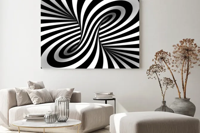 Obraz: Abstrakcyjny wzór z czarno białych pasów