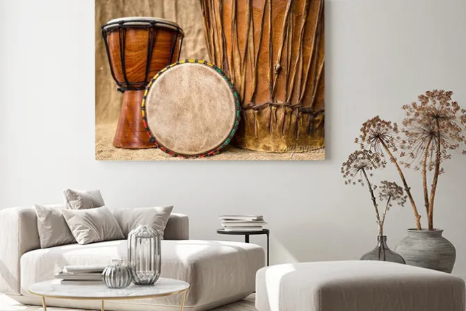Obraz: Afrykańskie instrumenty bębny djembe
