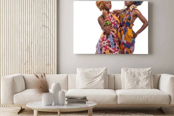 Obraz: Afrykańskie modelki pozują sukienki.