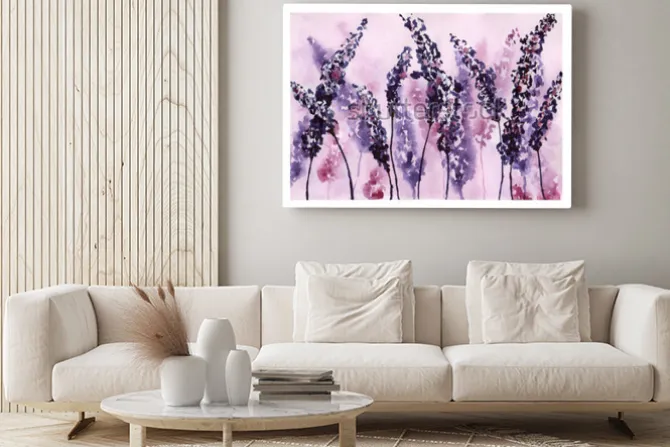 Obraz: Akwarela - kwiaty lawendy dla projektu tła, karty, opakowania,