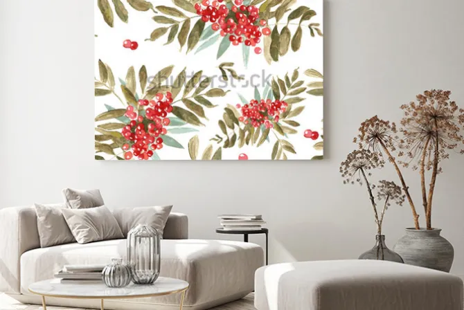 Obraz: Akwarela background z popiołu-jagód akwarela jarzębiny