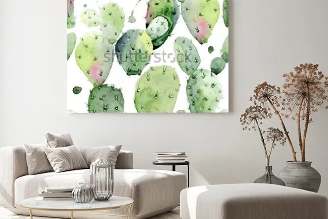 Obraz: Akwarela bezszwowe wzór. akwarela kaktus bezszwowe kwiatowy wzór