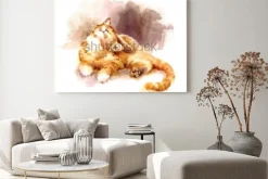 Obraz: Akwarela drapiący się kotek