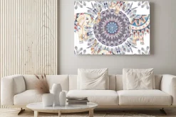 Obraz: Akwarela etniczne słonia i pióro mandali tło. abstrakta piórkowy