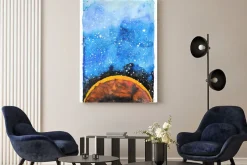 Obraz: Akwarela galaxy ilustracji. planeta mars.