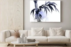 Obraz: Akwarela i atrament ilustracja bambusa z kolorami watersplashes.