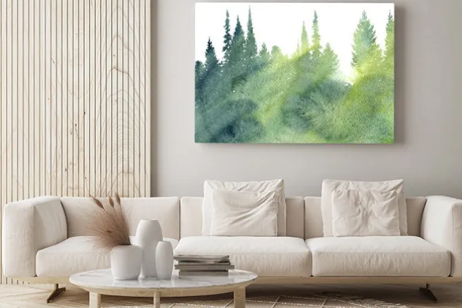 Obraz: Akwarela krajobraz z drzewami