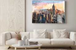 Obraz: Akwarela manhattan drapacze chmur przy zmierzchem - nowy jork