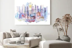 Obraz: Akwarela rysunek pejzaż nowy jork, usa. manhattan malowanie akwarela.