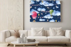 Obraz: Akwarela wzór z balonami i chmurami