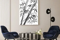 Obraz: Akwarela z dwóch bambusa łodygi malowane grunge udaremnienia.