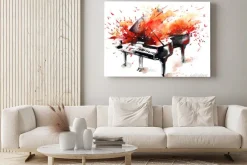 Obraz: Akwarela z wybuchającym fortepianem